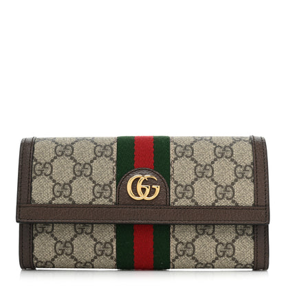 Gucci GG Supreme Monogram Web Ophidia Continental Wallet Brown 1 of 10