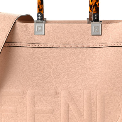 Fendi Vitello Cher Logo Debossed Medium Fendi Sunshine Shopper Tote Light Rose 7 of 10