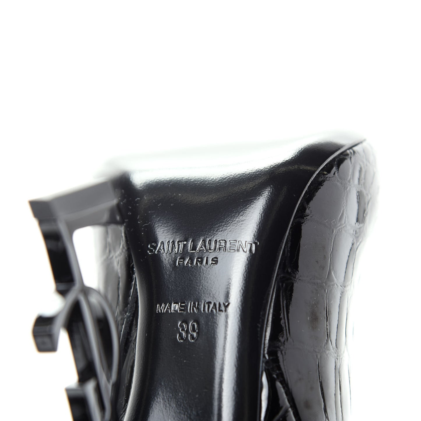 Alligator Embossed Patent Calfskin Opyum 110 Ankle Boots 39 Black