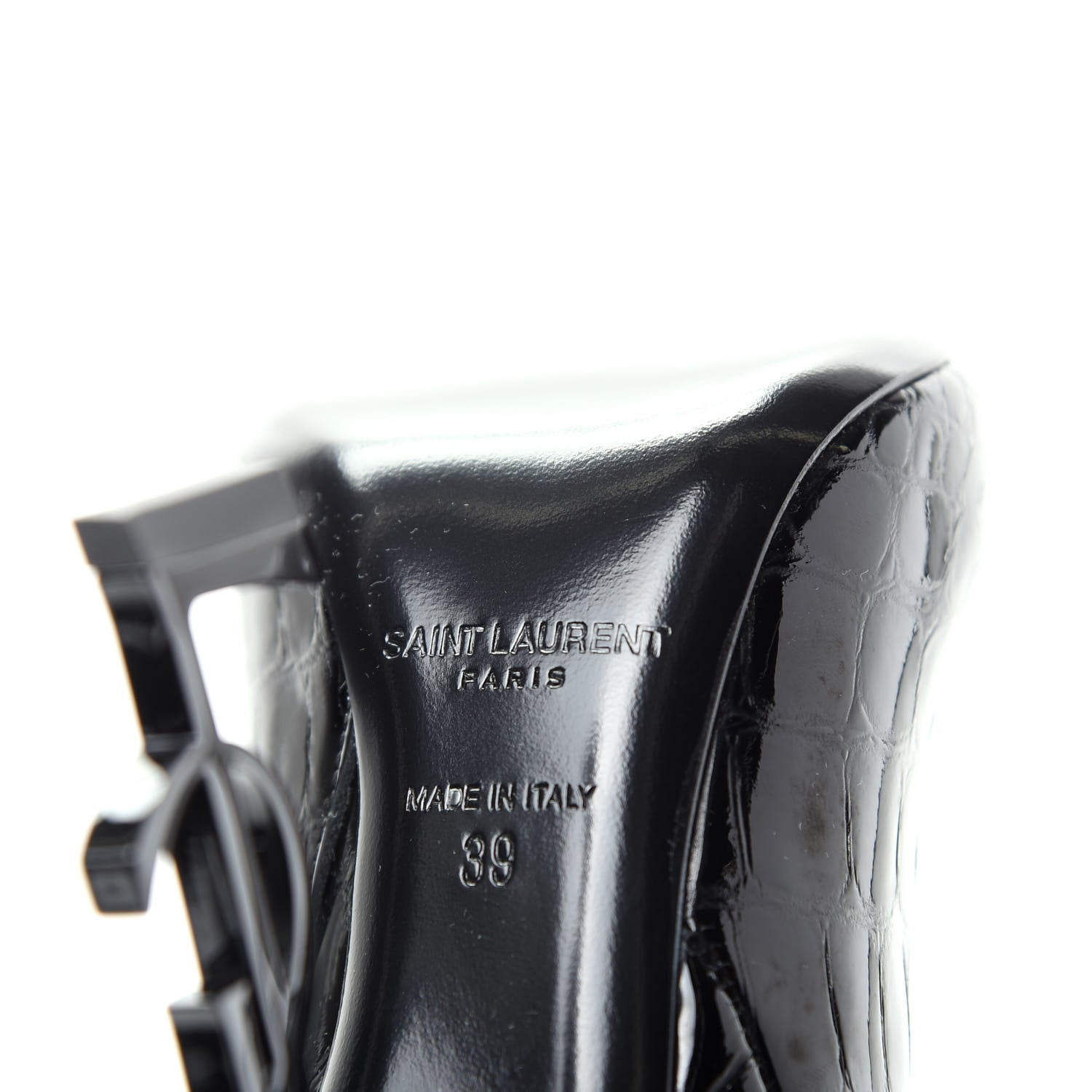 Saint Laurent Alligator Embossed Patent Calfskin Opyum 110 Ankle Boots 39 Black 9 of 11