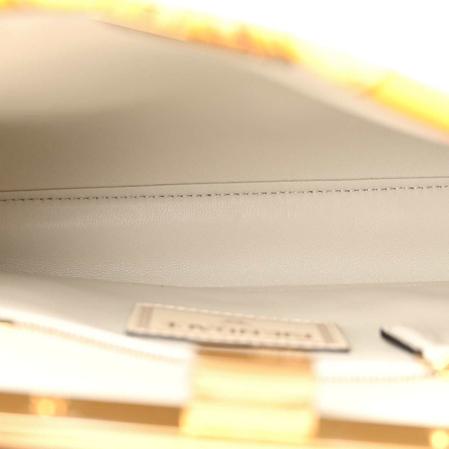 Fendi X VERSACE Vitello Seta Nappa Fendace FF Baroque Mini Peekaboo Iconic Satchel White Ice Gold 5 of 11