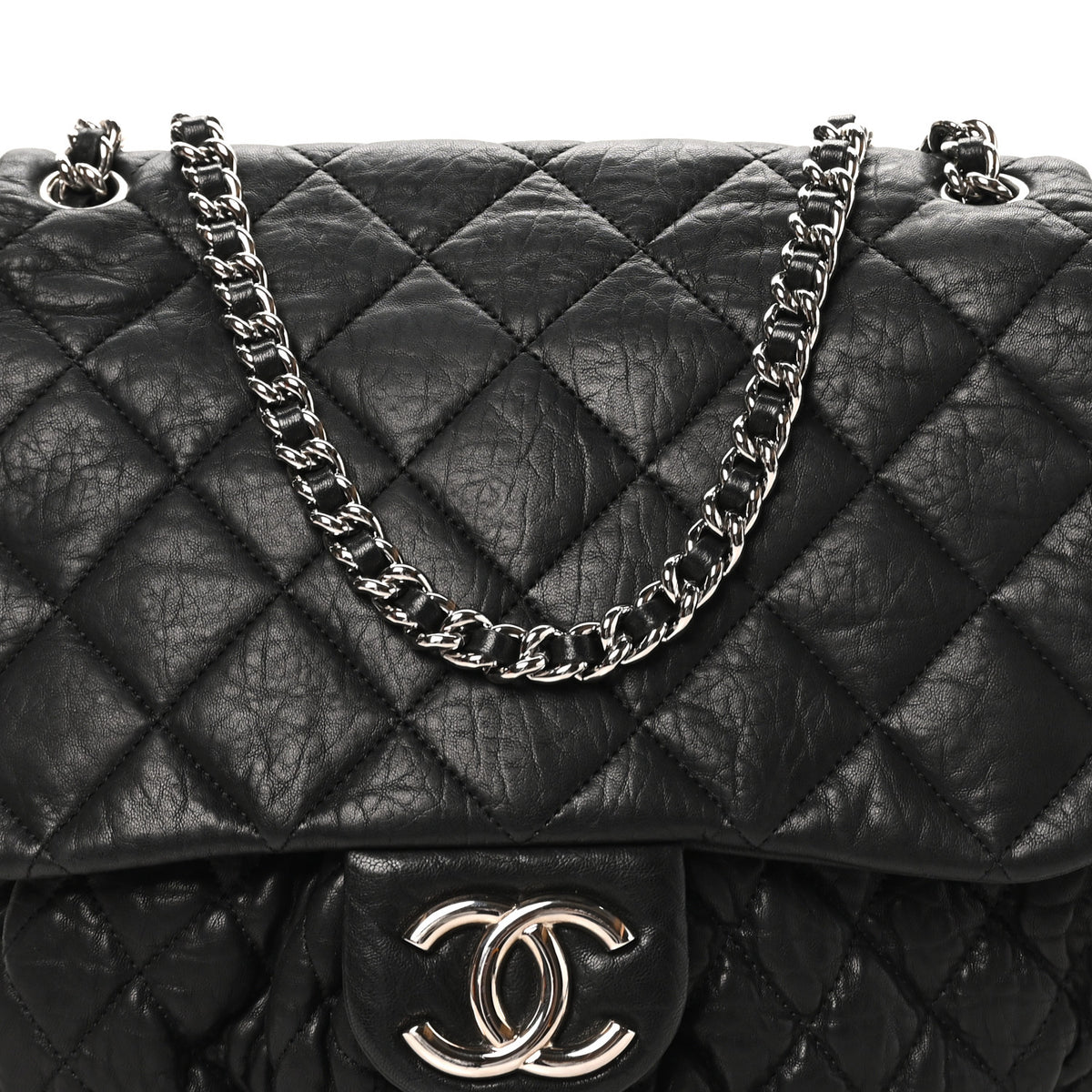 Chanel Washed Lambskin Quilted Large Chain Around Messenger Black 5 of 10