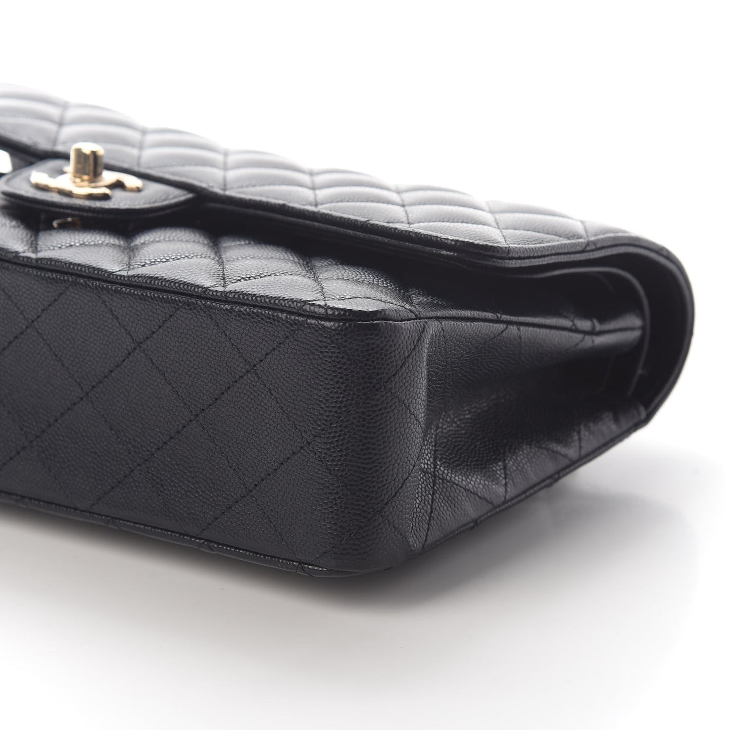 Caviar Quilted Medium Double Flap Navy