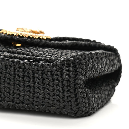 Dolce & Gabbana Raffia Woven Devotion Envelope Shoulder Bag Black 9 of 9
