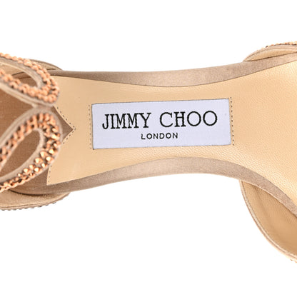 Jimmy Choo Satin Crystal Lane 85 Sandals 37 Rose Gold 7 of 8