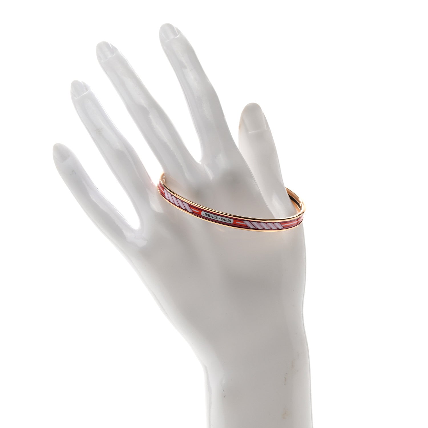 Hermes Enamel Quadrige Printed Extra Narrow Bracelet 65 2 of 5