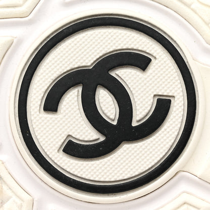 Chanel Suede Calfskin Fabric CC Sneakers 37.5 White 8 of 9