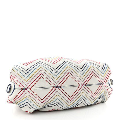 Fendi Vitello Palma Zig Zag Thread Embroidered Doctor B Hobo White Multicolor 4 of 18