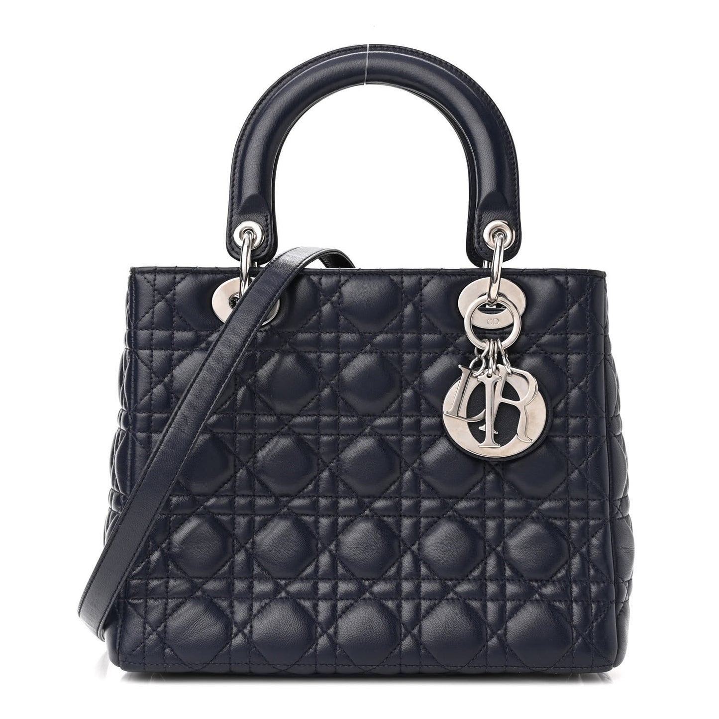 Lambskin Cannage Medium Lady Dior Navy Blue