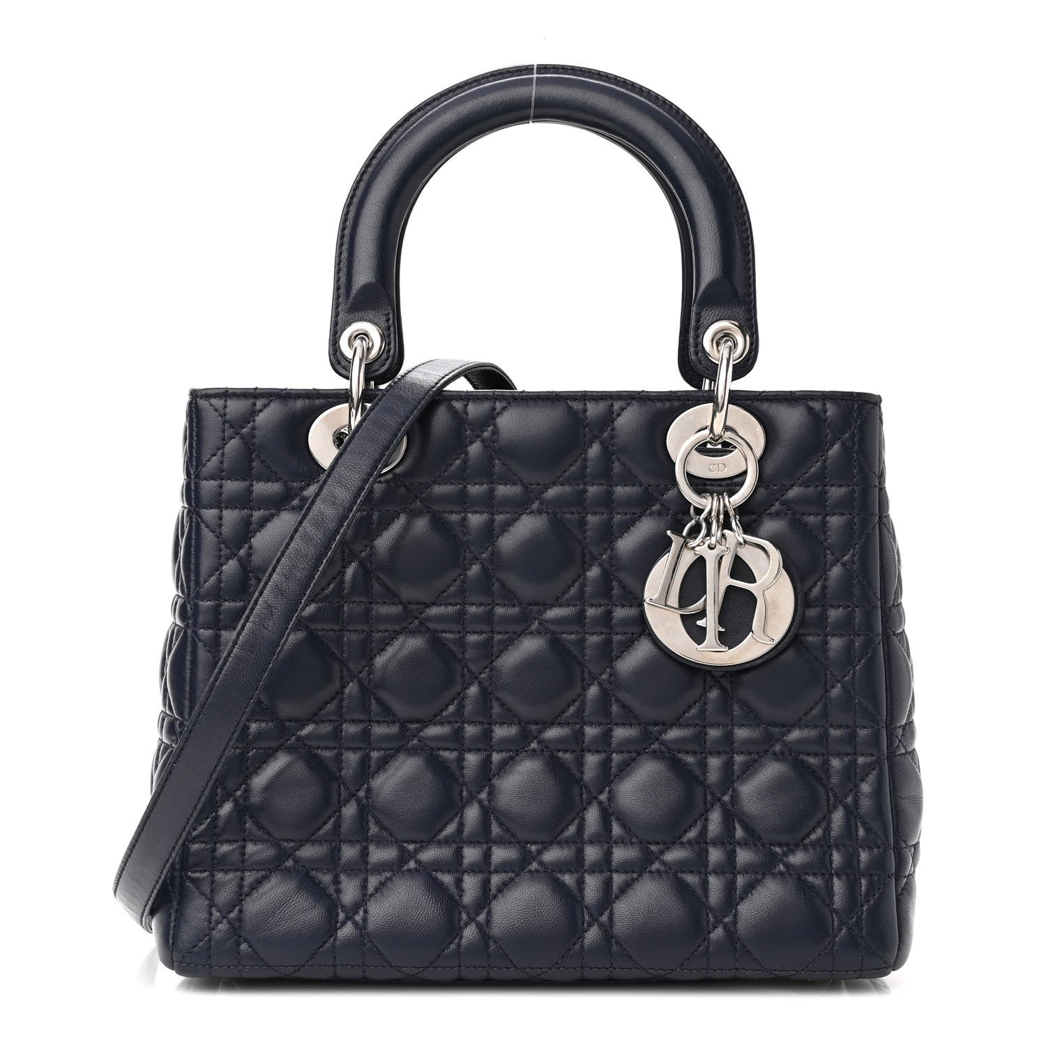 Christian Dior Lambskin Cannage Medium Lady Dior Navy Blue 1 of 10