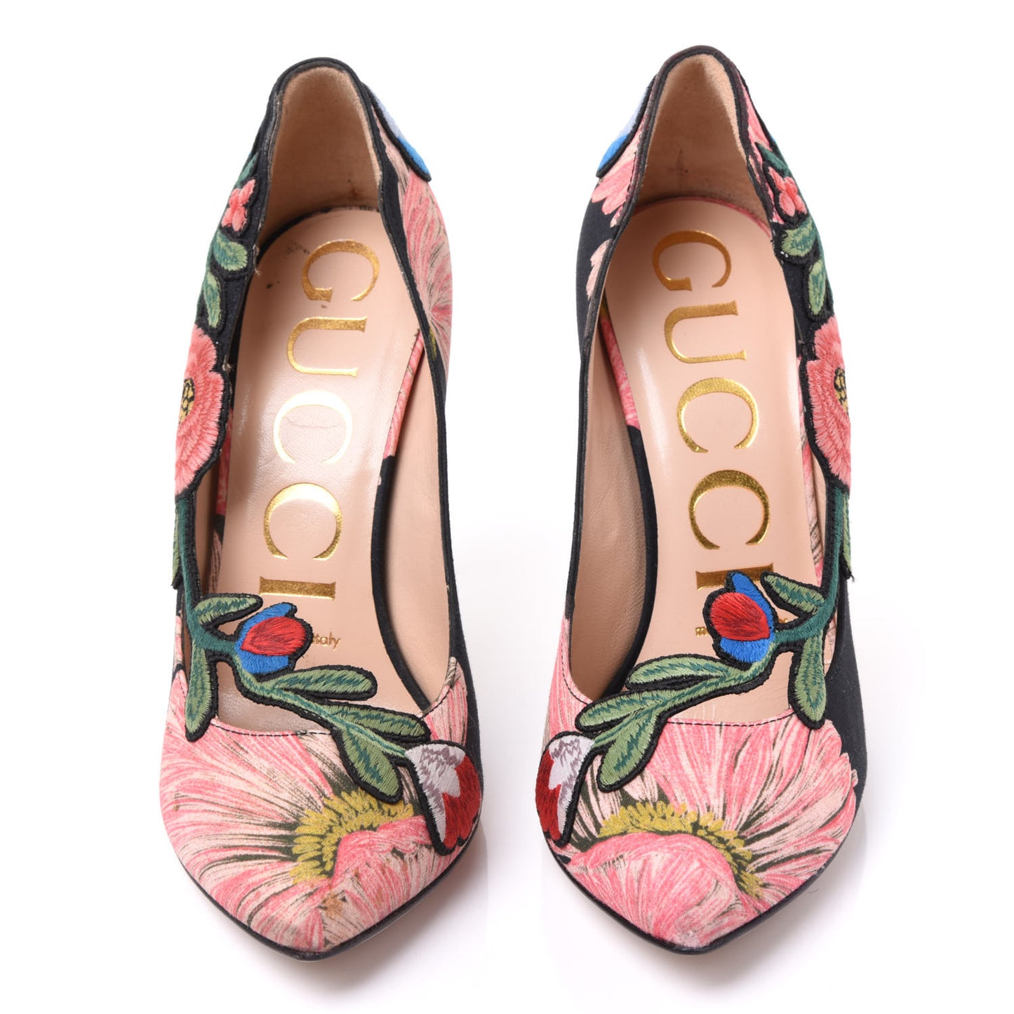 Canvas Flora Print Ophelia High Heel Pumps 36 Black Pink