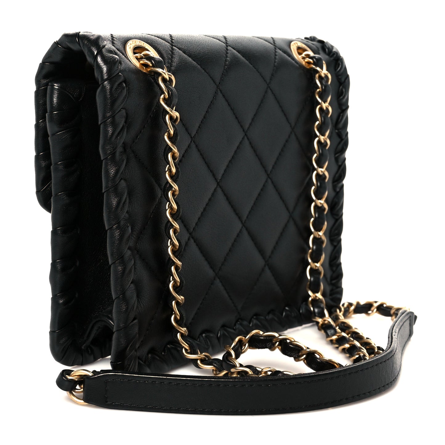 Calfskin Braided Mini My Own Frame Flap Black