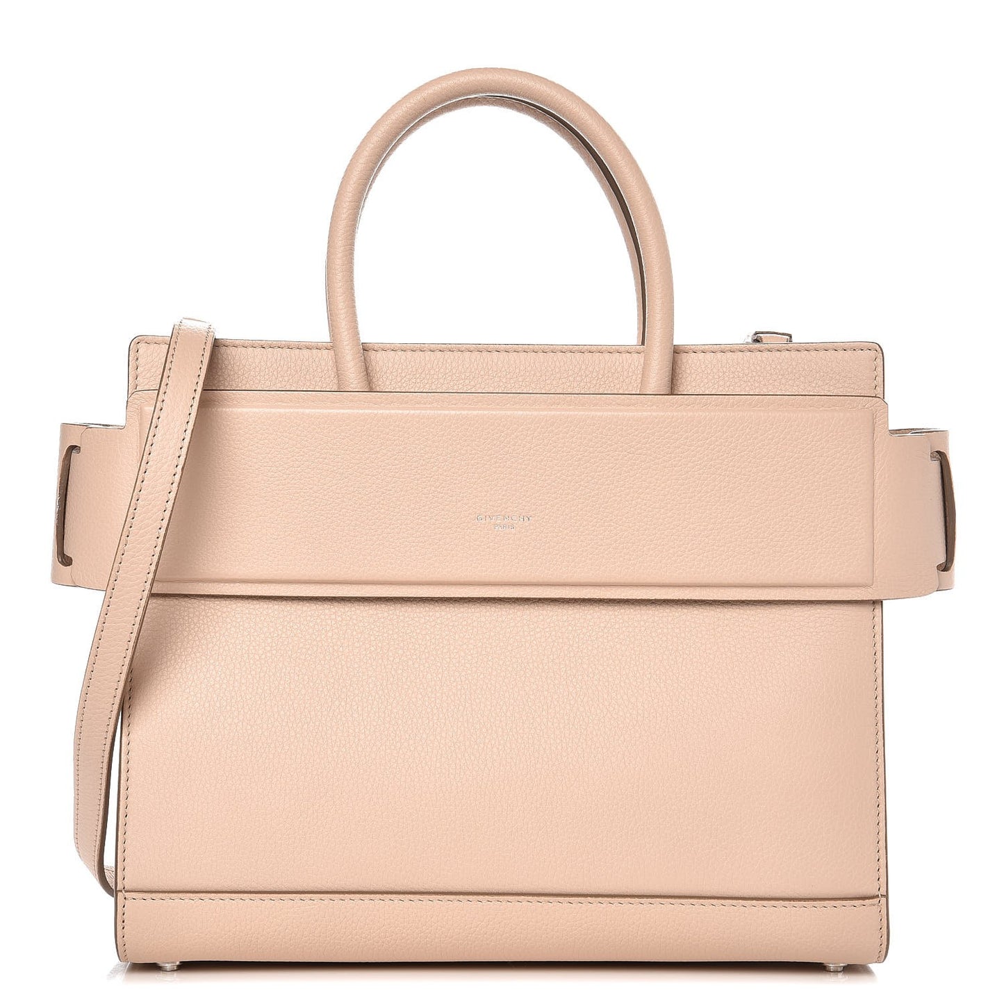 Grained Calfskin Small Horizon Satchel Nude Pink