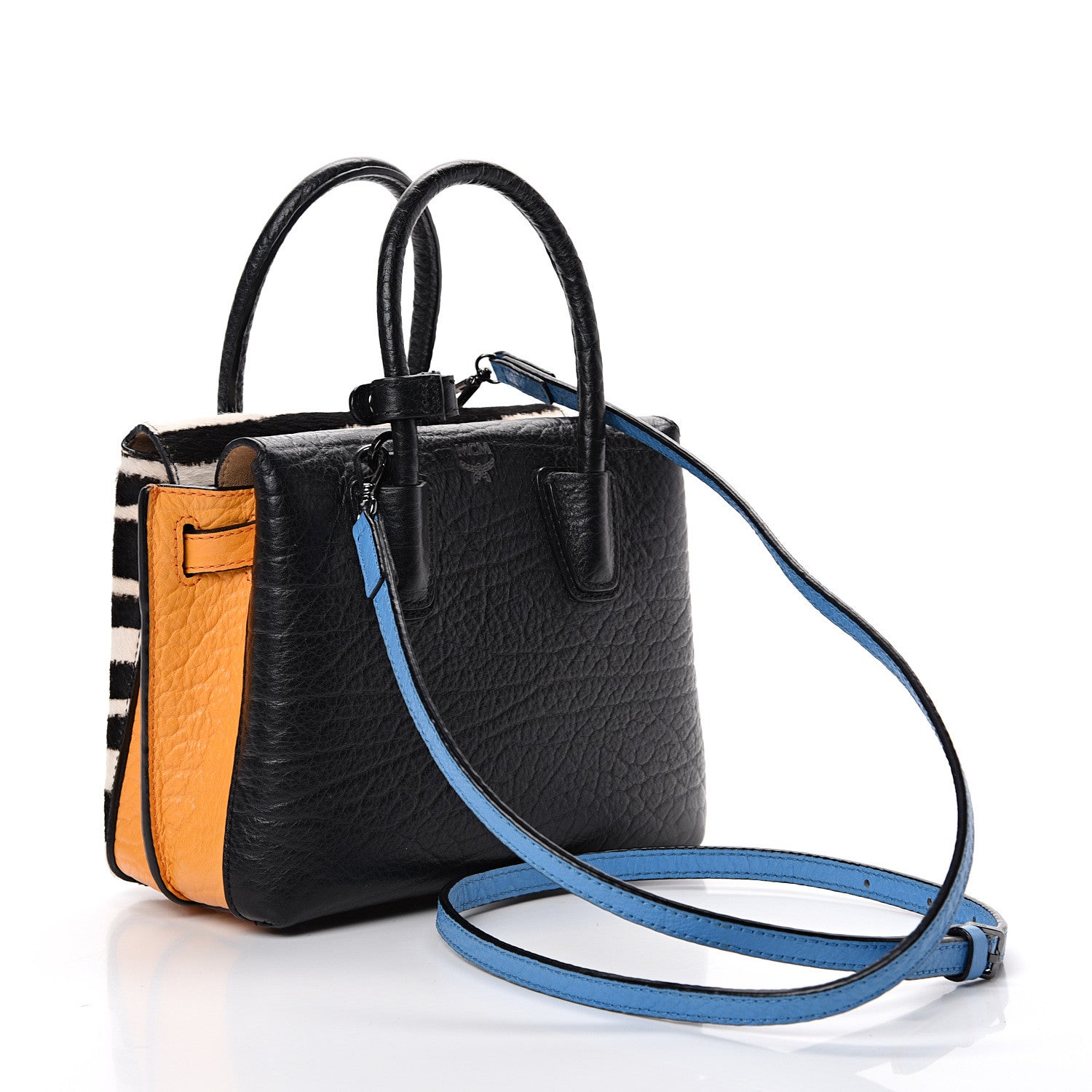 MCM Calfskin Pony Hair Zebra Print Tri-Color Mini Milla Tote Multicolor 2 of 10
