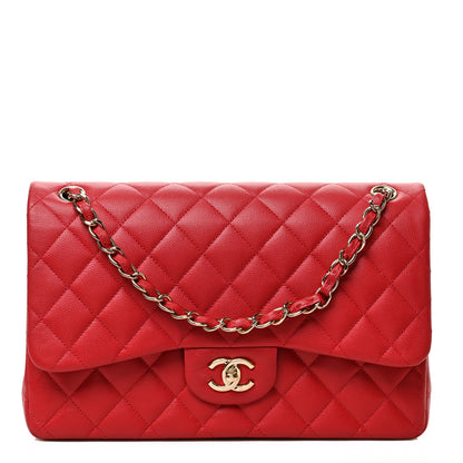 Chanel Caviar Quilted Jumbo Double Flap Red 1 of 10