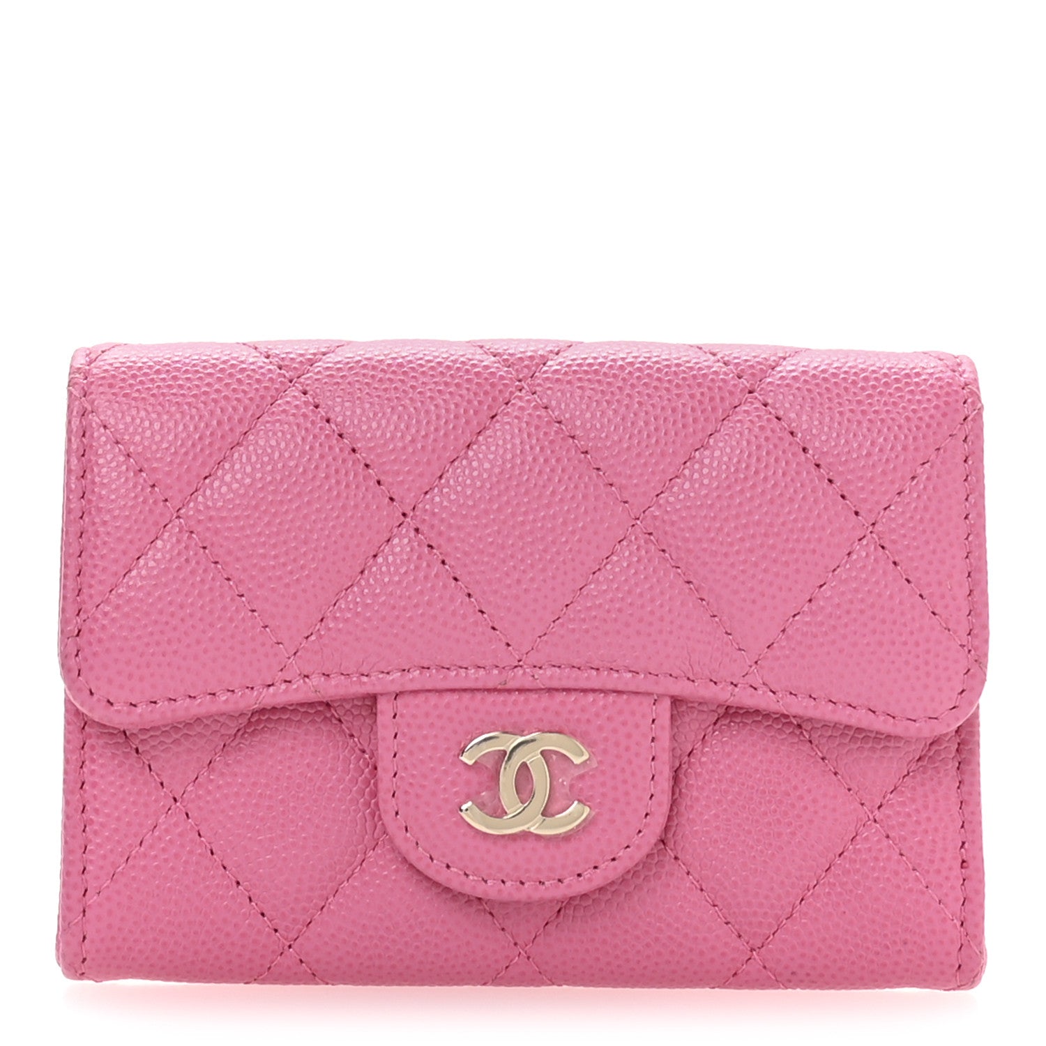 Chanel Caviar Quilted Flap Card Holder Wallet Pink 1 of 9