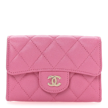 Chanel Caviar Quilted Flap Card Holder Wallet Pink 1 of 9