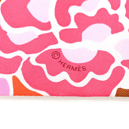Hermes Silk Bingata Twilly Fuchsia Corail Brun 3 of 4