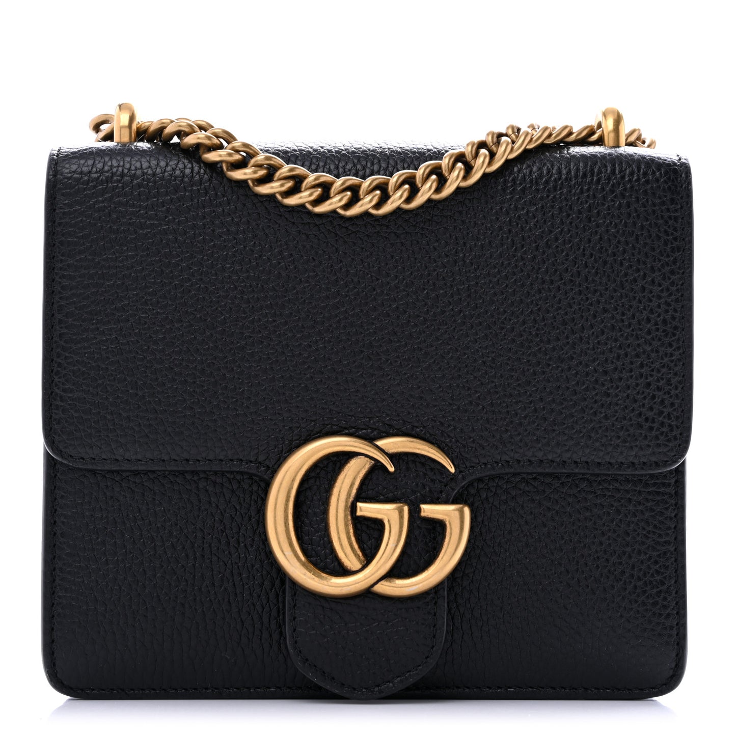 Calfskin Small GG Marmont Chain Handle Bag Black