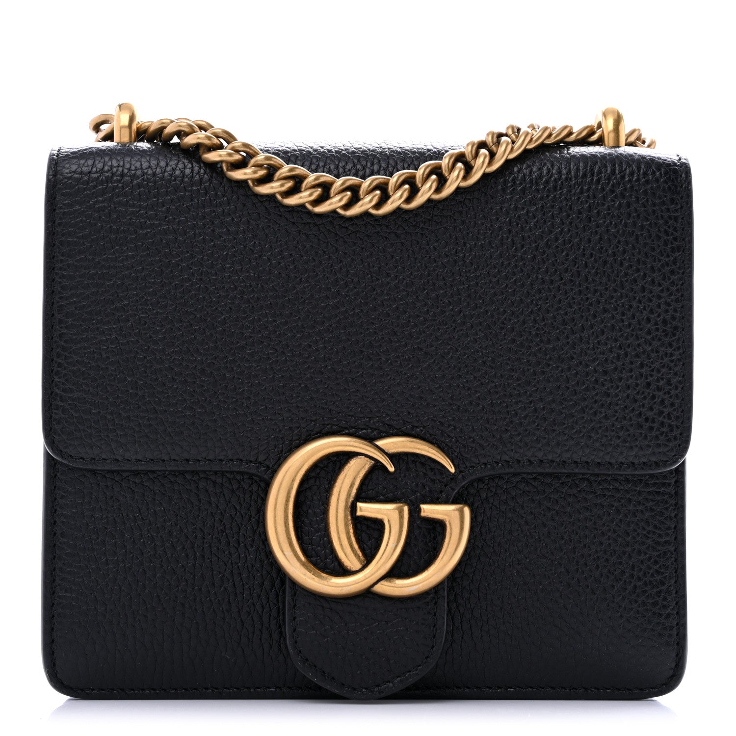 Gucci Calfskin Small GG Marmont Chain Handle Bag Black 1 of 13