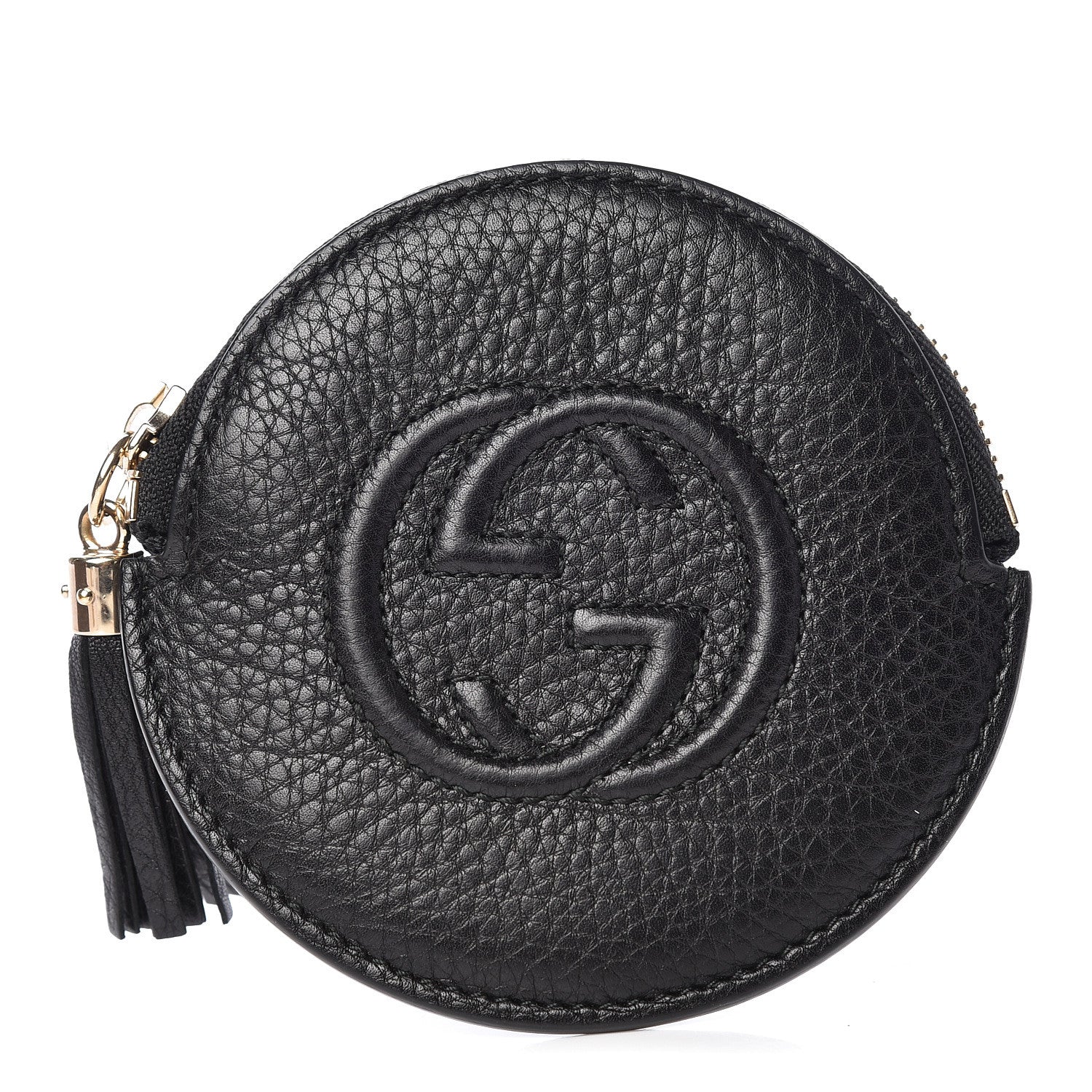Gucci Pebbled Calfskin Round Coin Purse Black 1 of 7
