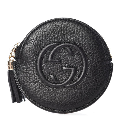 Gucci Pebbled Calfskin Round Coin Purse Black 1 of 7