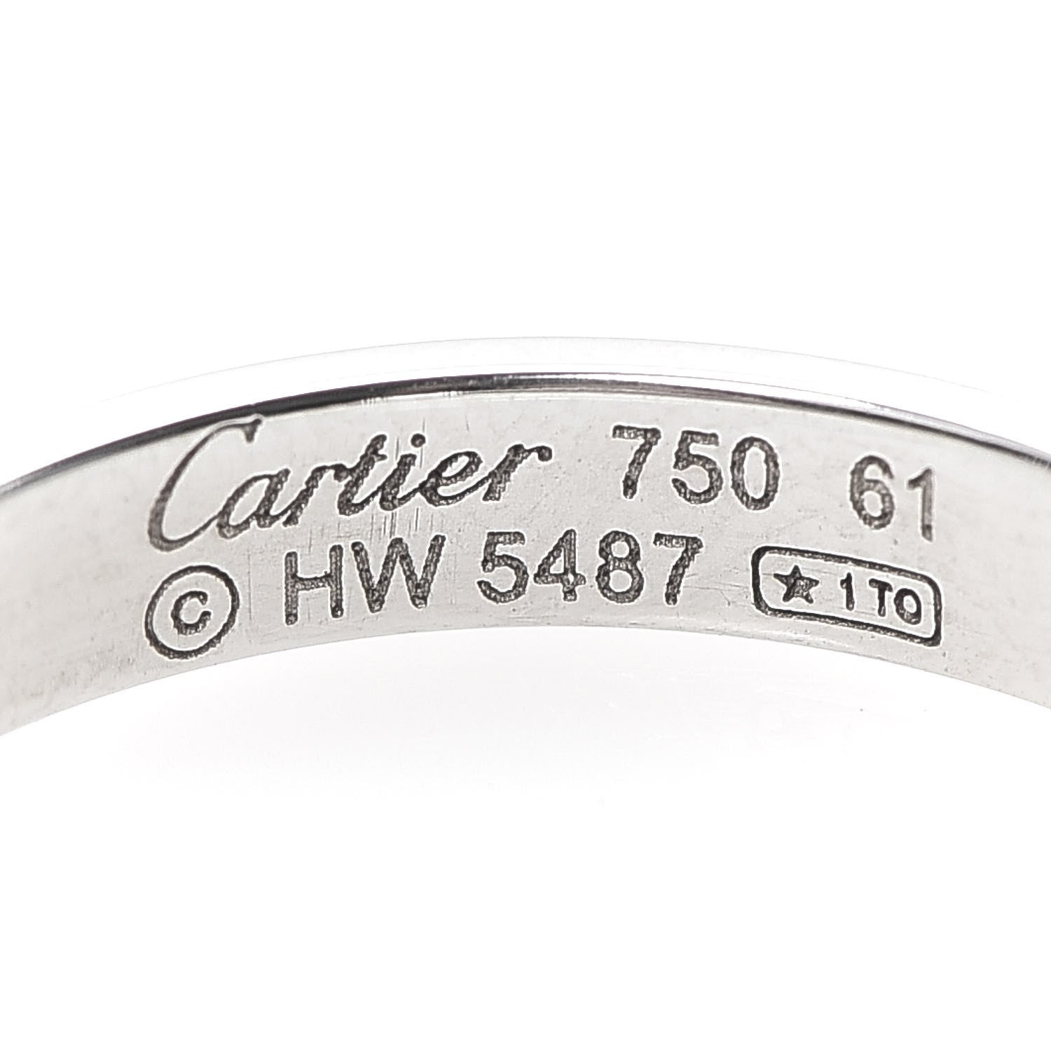 Cartier 18K White Gold 3.5mm LOVE Wedding Band Ring 61 9.5 4 of 4