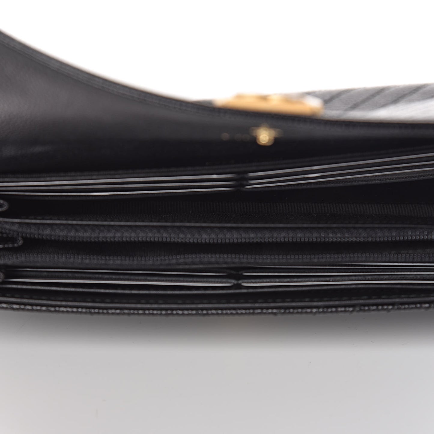 Caviar Chevron Quilted Boy Flap Wallet Black