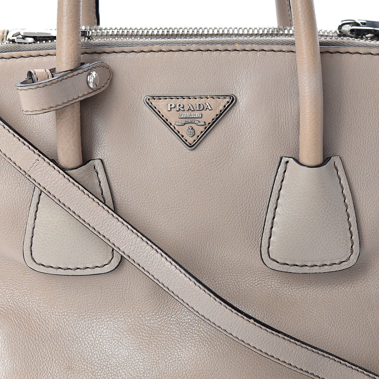 Prada Glace Calf Suede Twin Pocket Tote Pomice 8 of 21