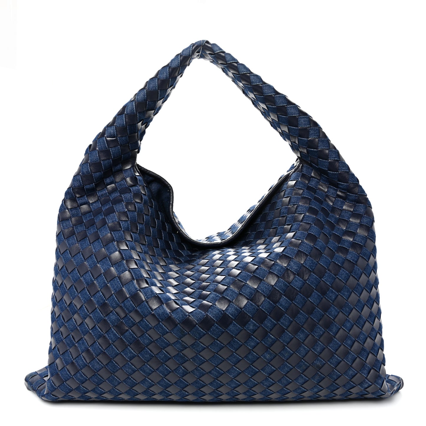 Denim Calfskin Intrecciato Large Hop Abyss Indigo
