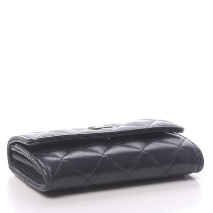 Chanel Lambskin Quilted Flap Card Holder Navy 4 of 10