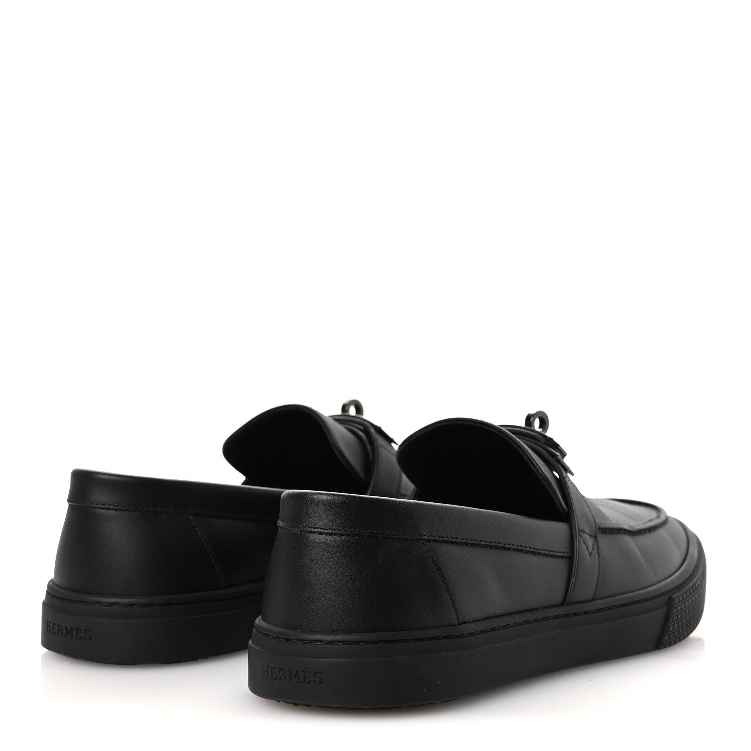 Hermes Calfskin Mens Game Slip On Sneakers 40 Black 5 of 14