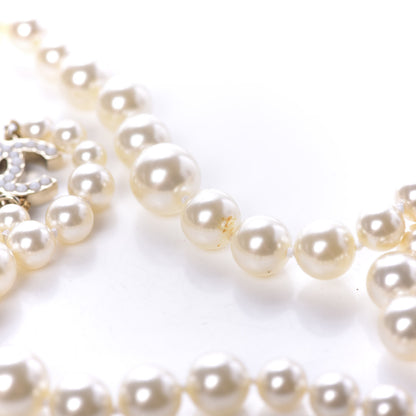 Chanel Graduated Pearl CC Long Necklace Silver 6 of 8