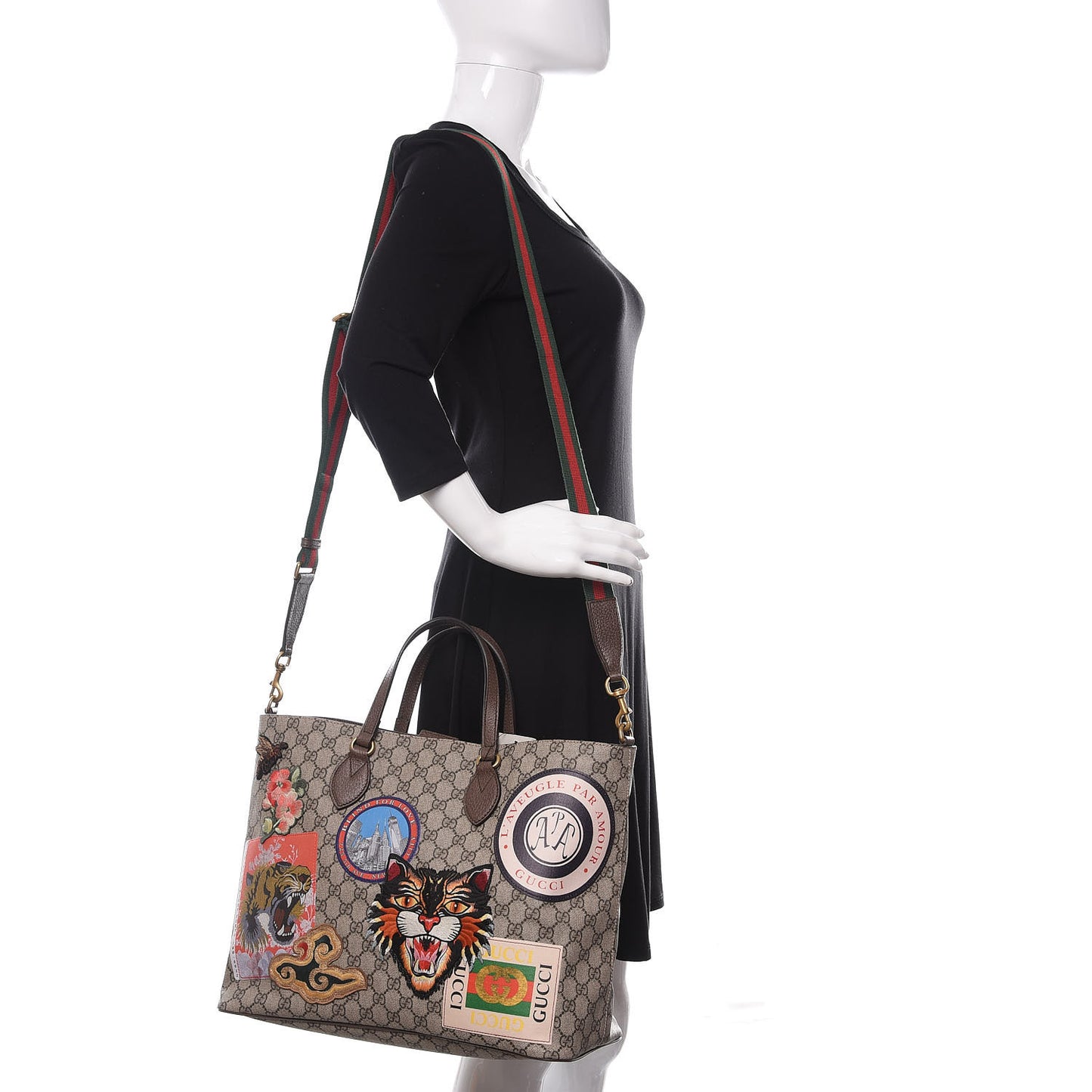 Soft GG Supreme Monogram Courrier Medium Crossbody Tote Beige New Acero
