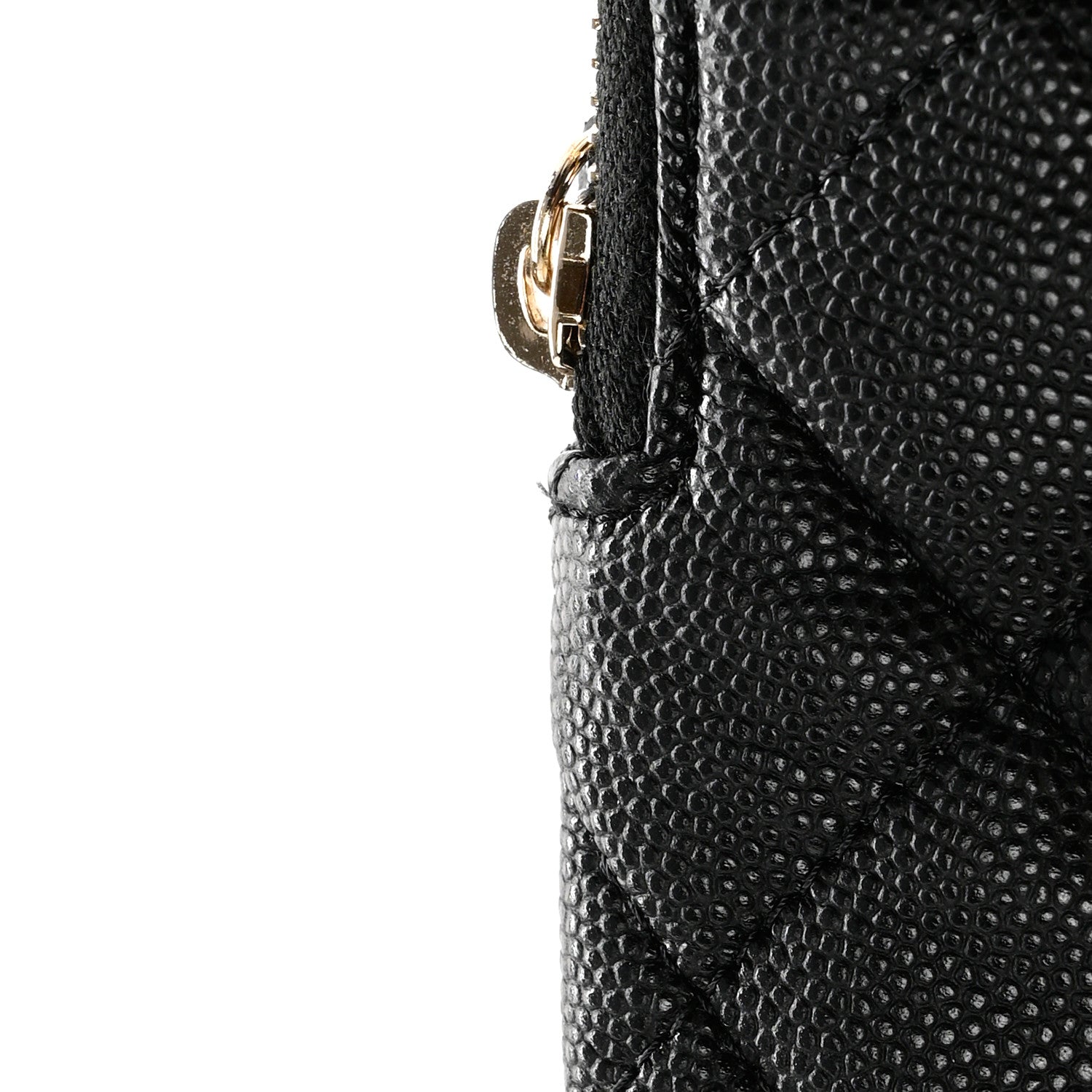 Chanel Caviar Metal Quilted Striated Zip Card Holder Wallet Black 8 of 9