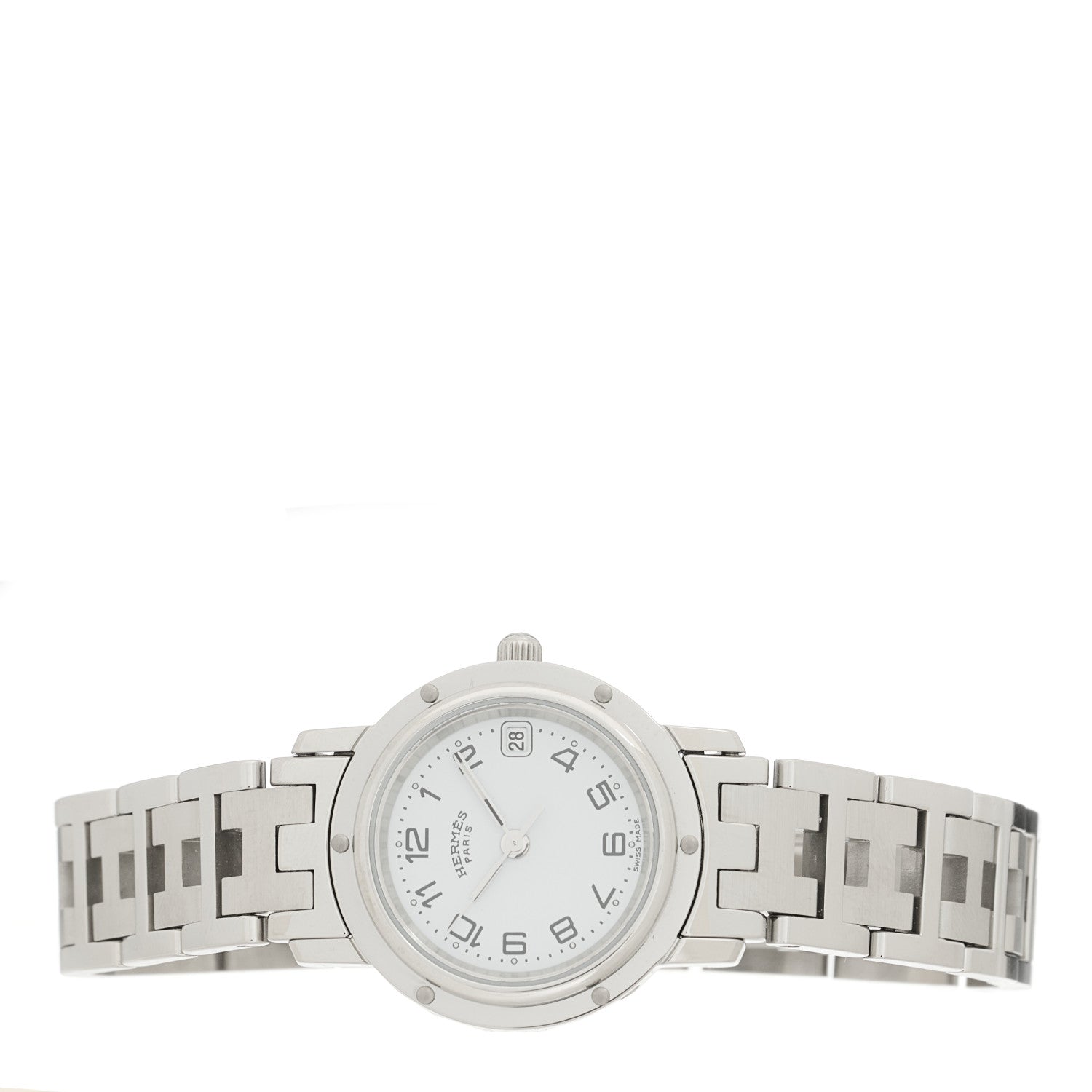 Hermes Stainless Steel 24mm Clipper Quartz Watch White 2 of 4