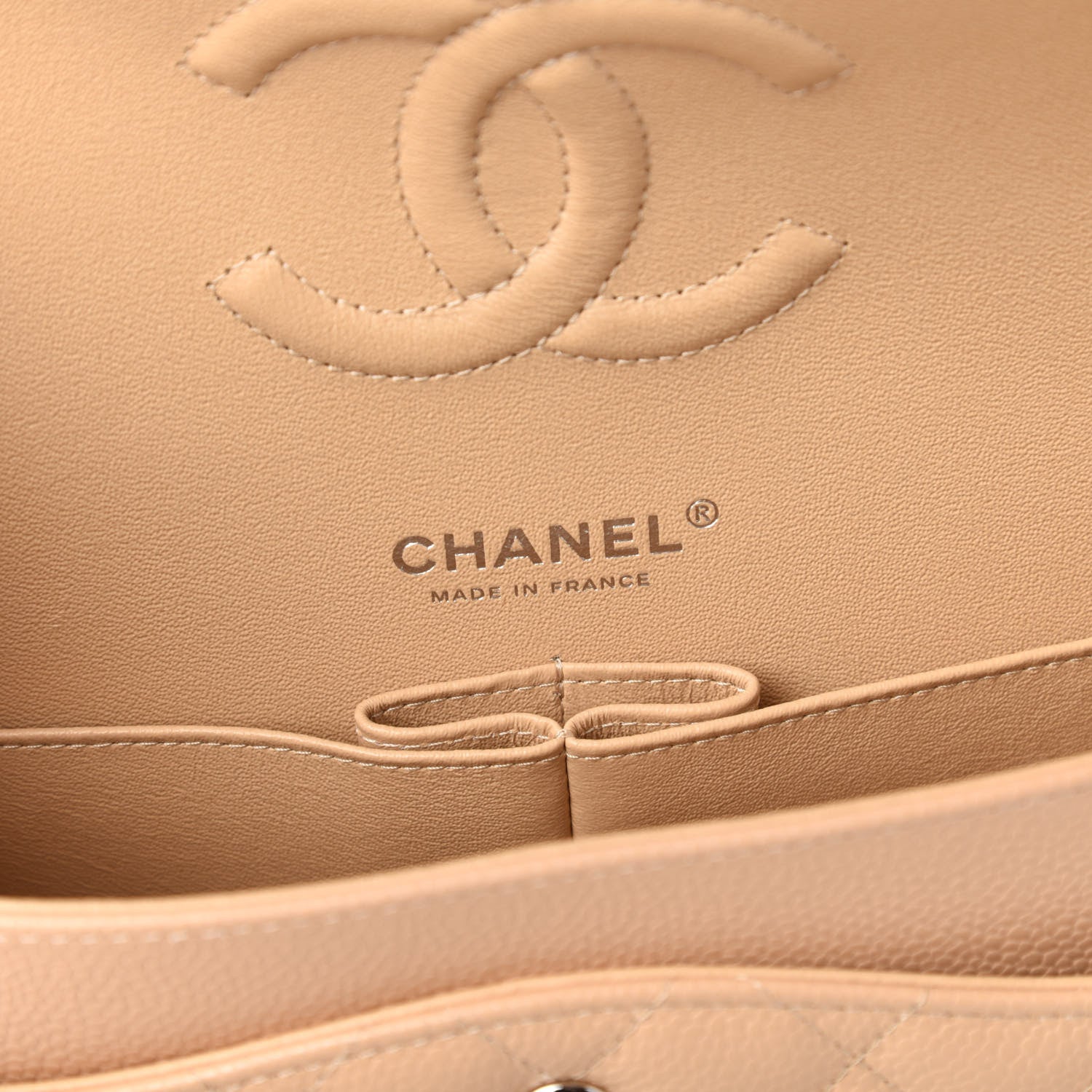 Chanel Caviar Quilted Medium Double Flap Beige 9 of 12