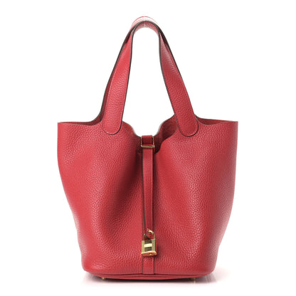 Hermes Taurillon Clemence Picotin Lock 22 MM Rouge Casaque 1 of 9