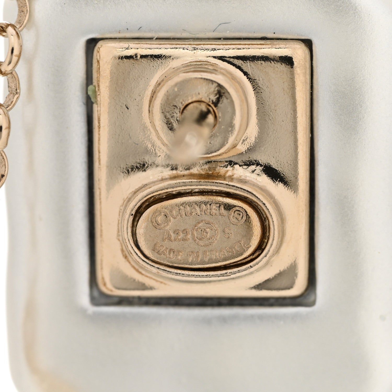 Chanel Pearl Resin Crystal CC No 5 Perfume Bottle Brooch Gold Pearly 4 of 5