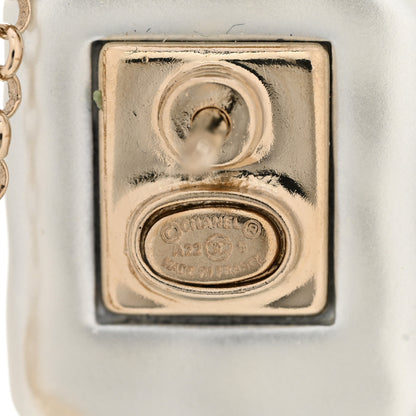 Chanel Pearl Resin Crystal CC No 5 Perfume Bottle Brooch Gold Pearly 4 of 5