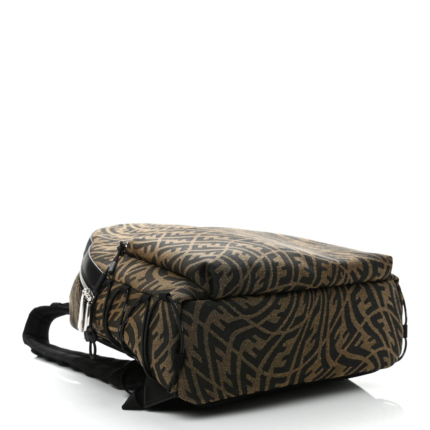 X SARAH COLEMAN Fabric Jacquard Vitello Grace Light Woven Lanyard FF Vertigo Pouch Pocket Backpack Tobacco Moro Black
