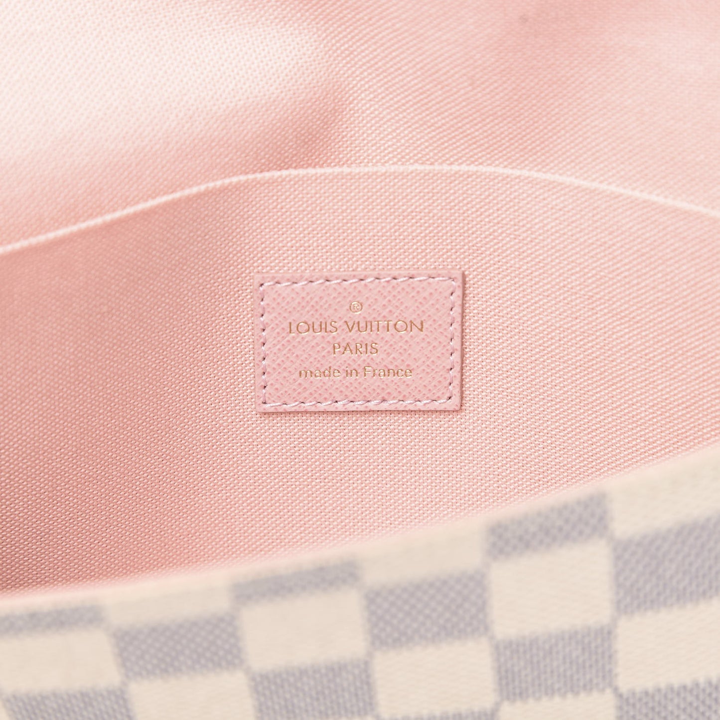 Damier Azur Pochette Felicie Chain Wallet Rose Ballerine