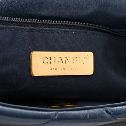 Chanel Goatskin Quilted Medium Chanel 19 Flap Navy Blue 6 of 10
