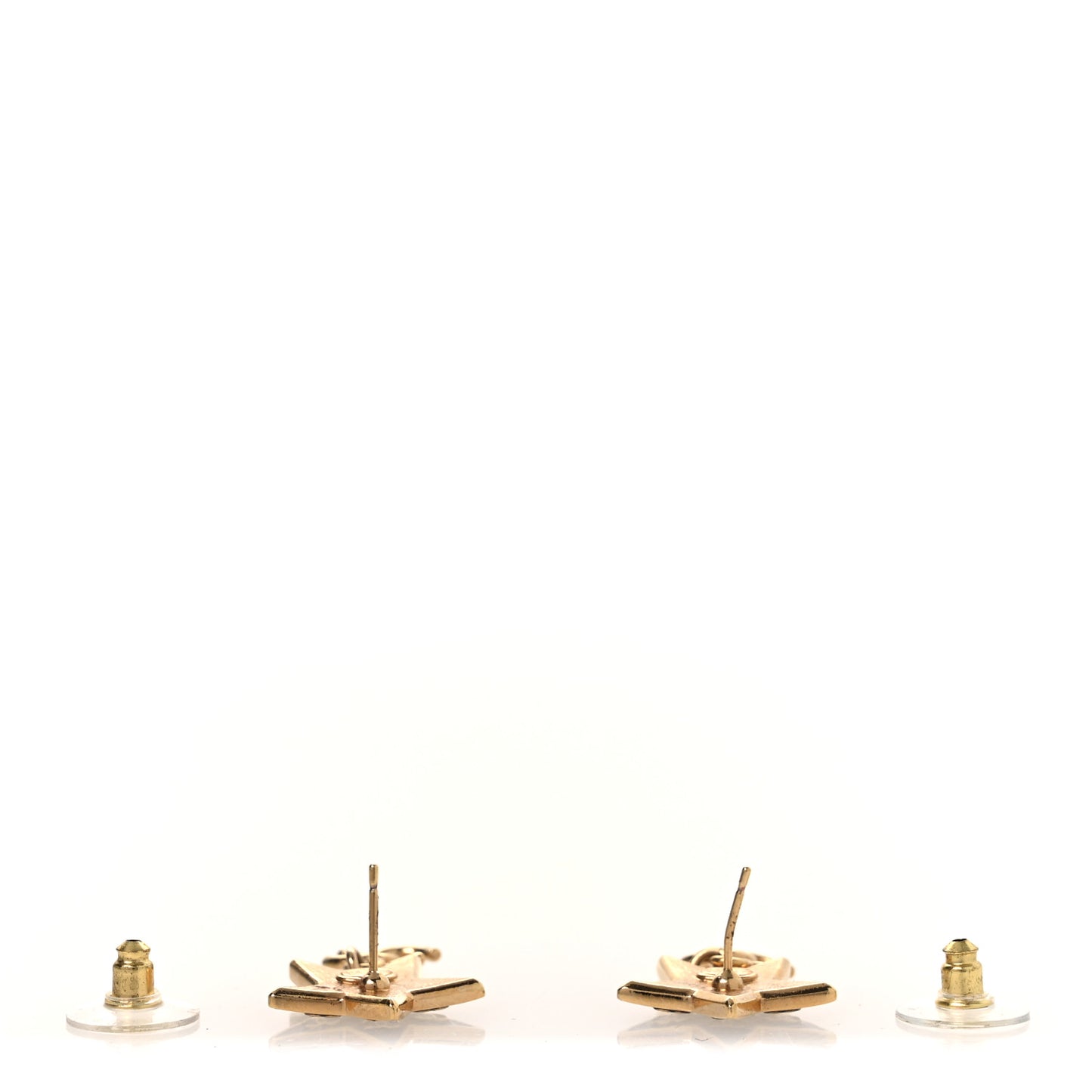 Metal Glitter Sparkle CC Star Drop Earrings Gold Navy Multicolor