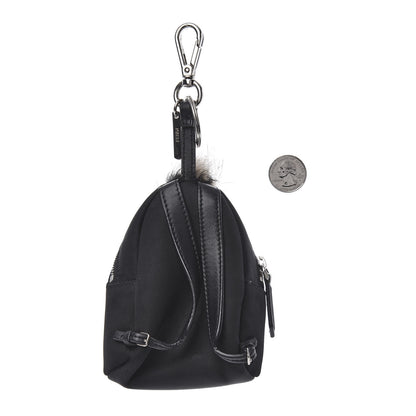 Fendi Nylon Shiny Nappa Nutria Fox Fur Monster Eyes Mini Backpack Charm Black Multicolor 2 of 4