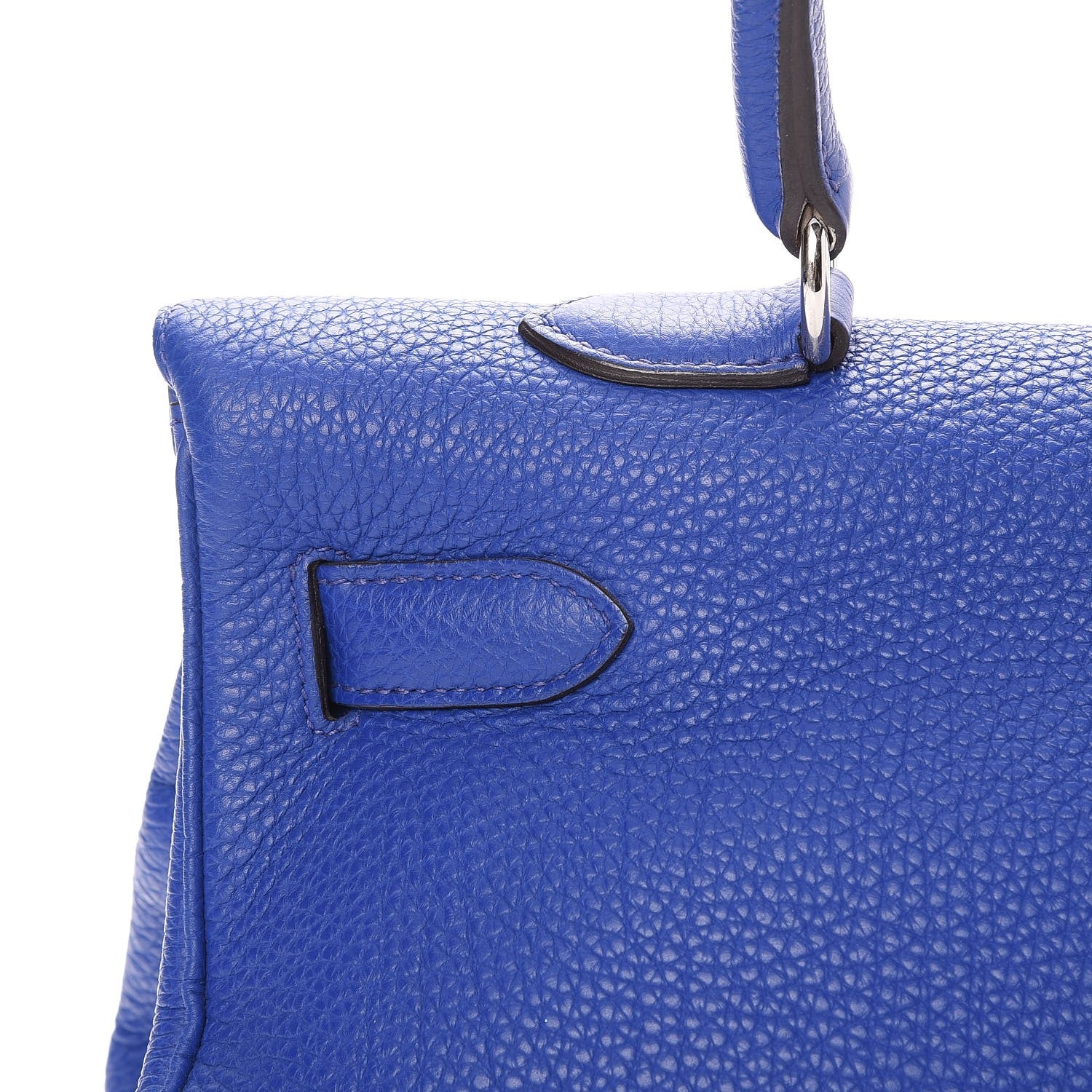 Hermes Taurillon Clemence Shoulder Kelly 40 Bleu Electrique 25 of 32