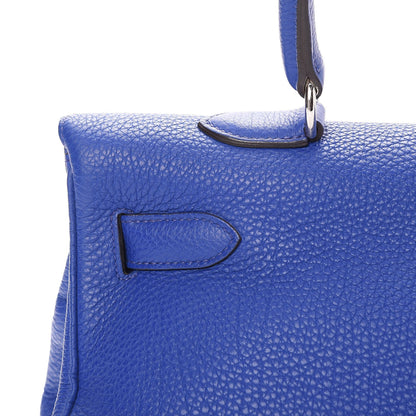 Hermes Taurillon Clemence Shoulder Kelly 40 Bleu Electrique 25 of 32
