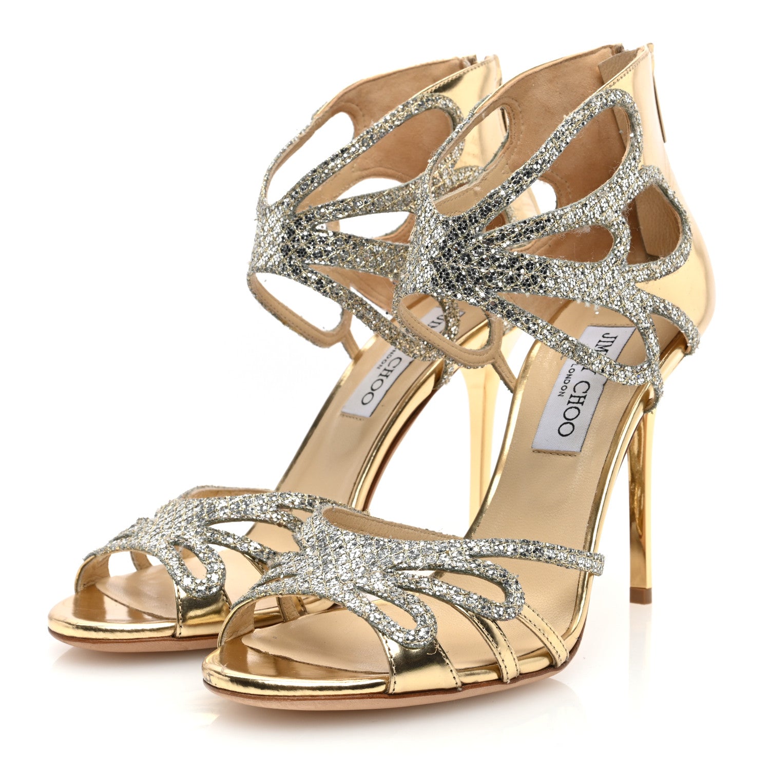 Jimmy Choo Coarse Glitter Fab Pumps 38 Gold Champange 2 of 8