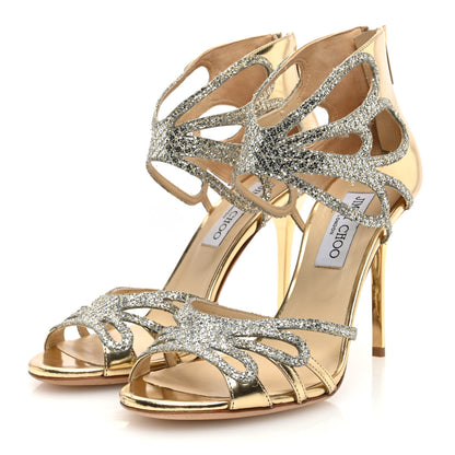 Jimmy Choo Coarse Glitter Fab Pumps 38 Gold Champange 2 of 8
