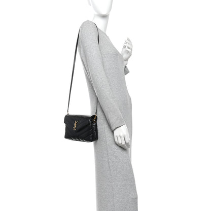 Saint Laurent Calfskin Y Quilted Monogram Toy Loulou Crossbody Bag Black 2 of 11